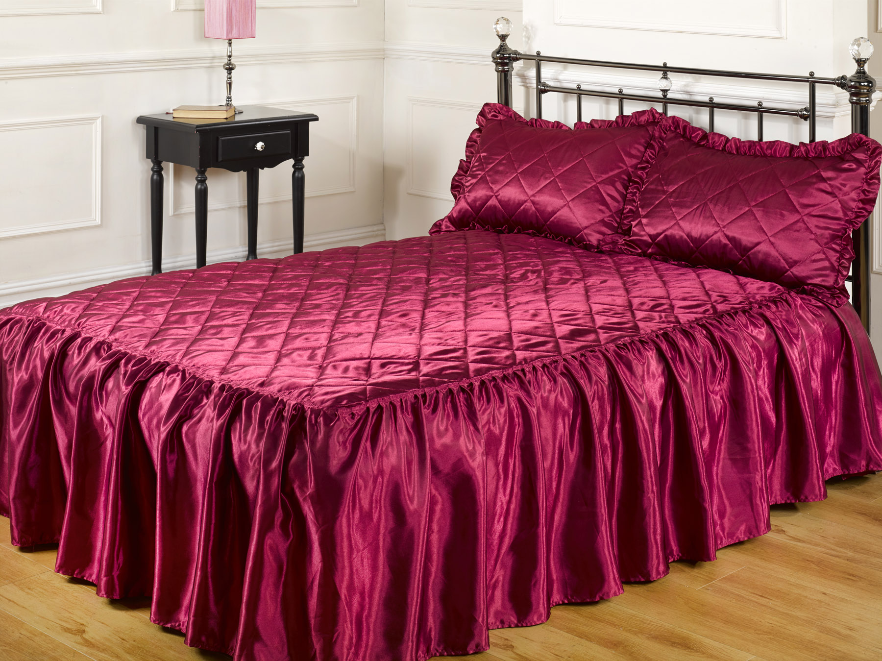 3PC Luxurious Sateen Quilted Bedspread Comforter Set All Colours and
